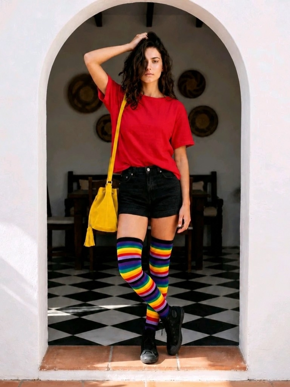 NEW! 🌈 🧦 PRIDE & SOLIDARITY Rainbow Striped HIGH SOCKS CUTE BOLD UNISEX FUN OS - Picture 10 of 12